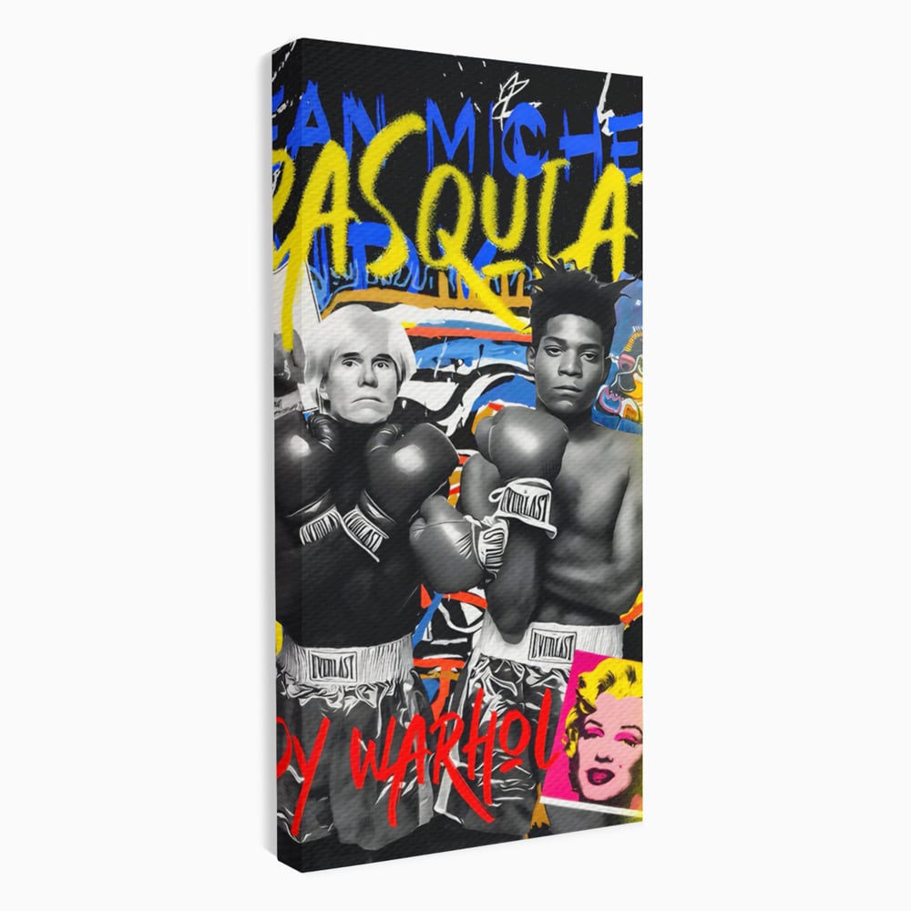 Tablou canvas cu tablou canvas cu andy warhol si basquiat, fara rama, pe sasiu de lemn
